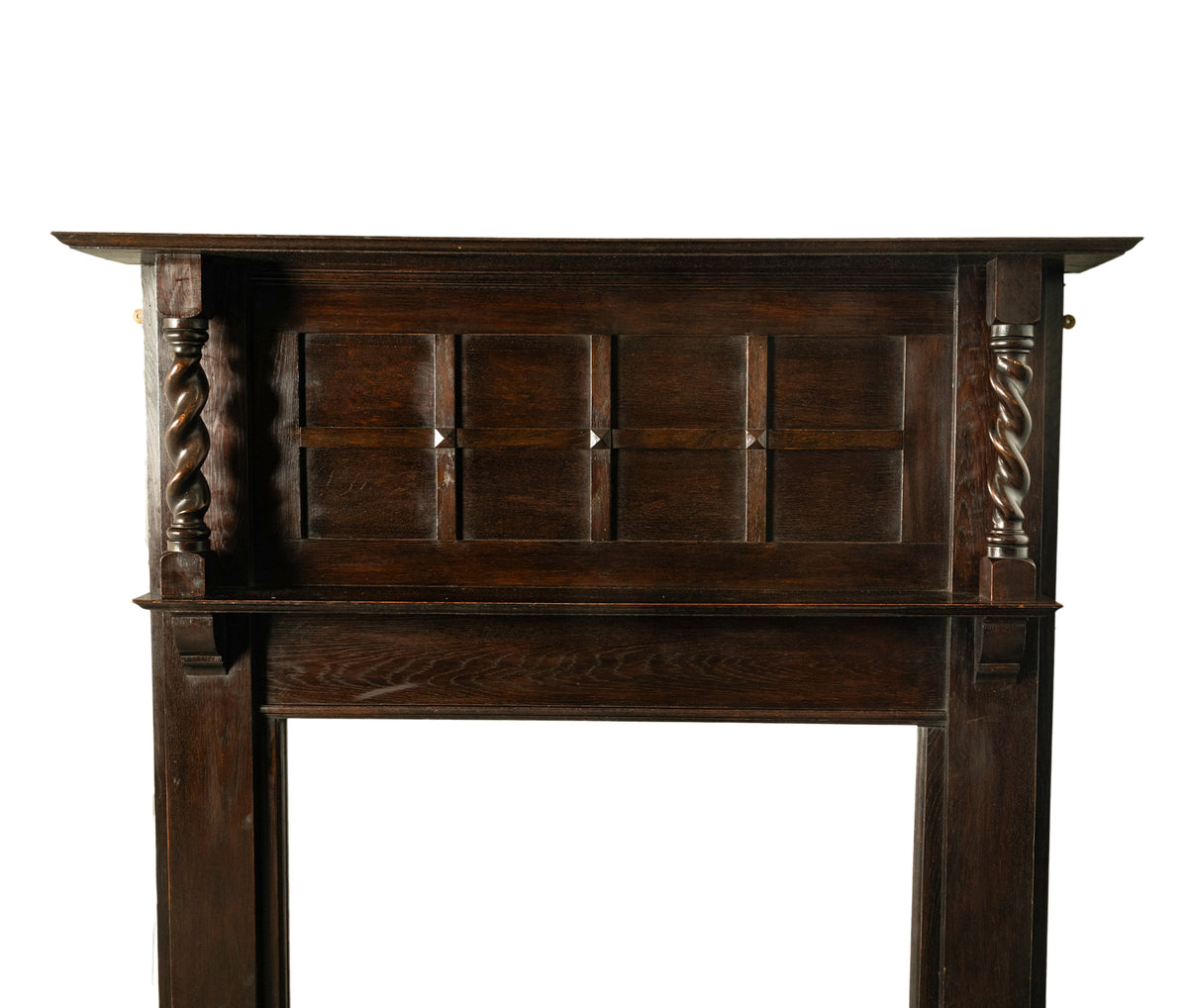 Antique American Craftsman Mission Oak Barley Twist Column Fireplace Mantel 1900