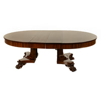 Antique American Empire 60" Extending to 10' Mahogany Pedestal Dining Table 1830