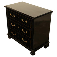 Antique Early 19th C Regency Ebonized Japanned Lacquered Pine Chest Drawers 1820