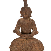 Ancient Antique 14th Century Chinese Ming Dynasty Cast Iron Taoist Buddha Statue