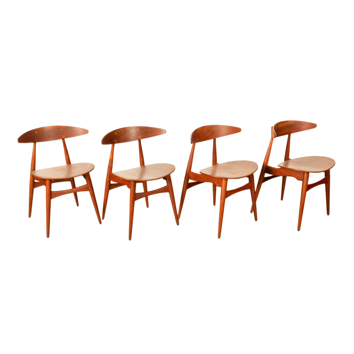 Danish MCM Set of Four Hans J. Wegner CH-33 Teak Chairs Carl Hansen & Søn 1960