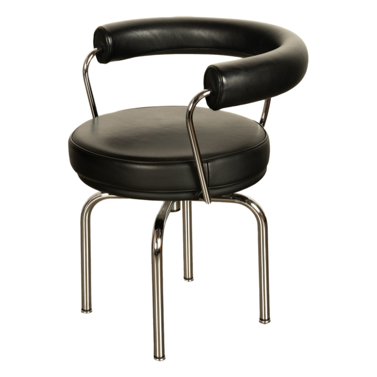 Le Corbusier Charlotte Perriand LC 7 Black Leather Swivel Chair by Cassina 1980s