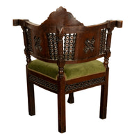 Antique Islamic Moorish Syrian Carved Inlaid Mother of Pearl Corner Chair 1880