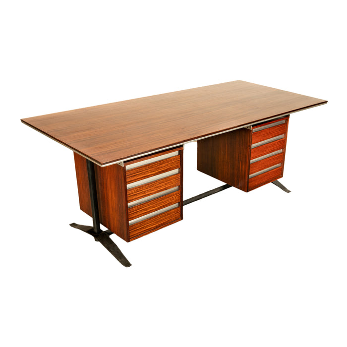 Italian Rosewood Mid Century Modern Executive Desk Gio Ponti Antonio Fornaroli Alberto Rosselli 1955