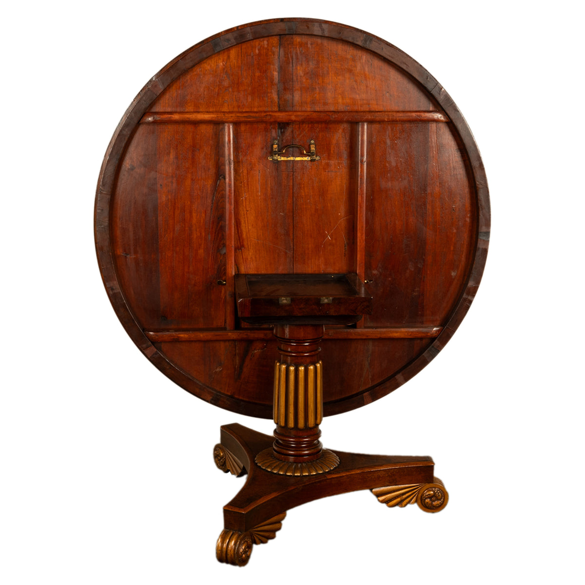 Antique Georgian Regency Amboyna Walnut Parcel Gilt Tilt-Top Breakfast Dining Table Circa 1820