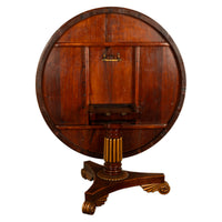 Antique Georgian Regency Amboyna Walnut Parcel Gilt Tilt-Top Breakfast Dining Table Circa 1820