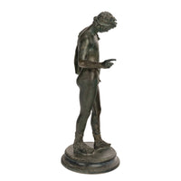 Antique Italian Pompeii Grand Tour Bronze Statue Narcissus Michele Amodio 1862