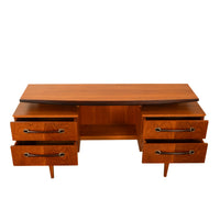 Vintage Danish Mid Century Modern Teak Four Drawer Desk with Floating Top 1965