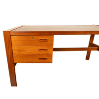 Mid Century Modern Danish Teak Desk Skovby Møbelfabrik 55" Wide Signed 1970