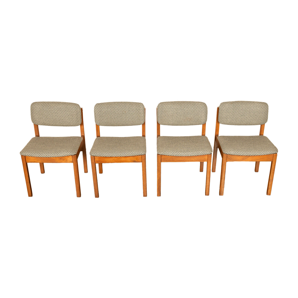 Mid Century Modern Danish Jens Risom Set 4 Teak Dining Chairs 1960 Newly Re-upholstered