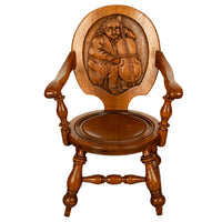 Antique American George Arndt Arts Crafts Oak Ben Franklin Rocking Chair NY 1900