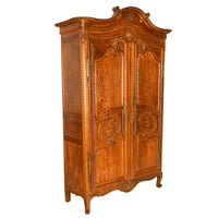 Antique Early 19th Century French Carved Oak Wedding Armoire Wardrobe Normandy 1820