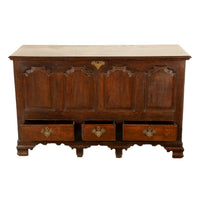 Antique Early Georgian Large 4 Panel 3 Drawer Hinged Top Mule Chest Coffer 1740