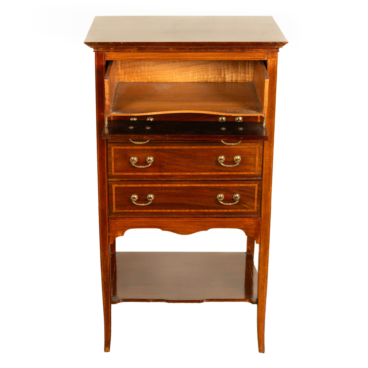 Antique Edwardian Sheraton Inlaid Mahogany Sheet Music File Cabinet Chest 1900