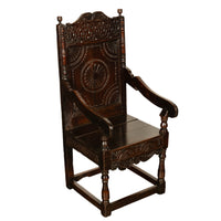 Antique 18th English Century Georgian Carved Oak Wainscot Chair Yorkshire 1720