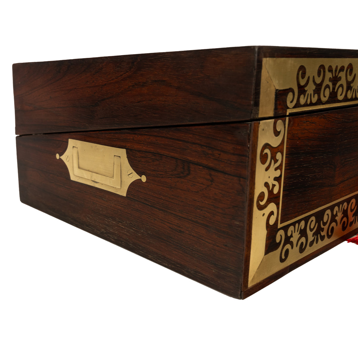 Fine Antique Regency Rosewood Inlaid Brass Campaign Writing Box Desk Slope 1830