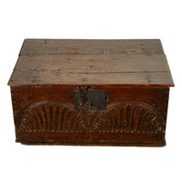 Antique 17th Century Charles II Carved Oak Bible Document Box 6 Plank Trunk 1680