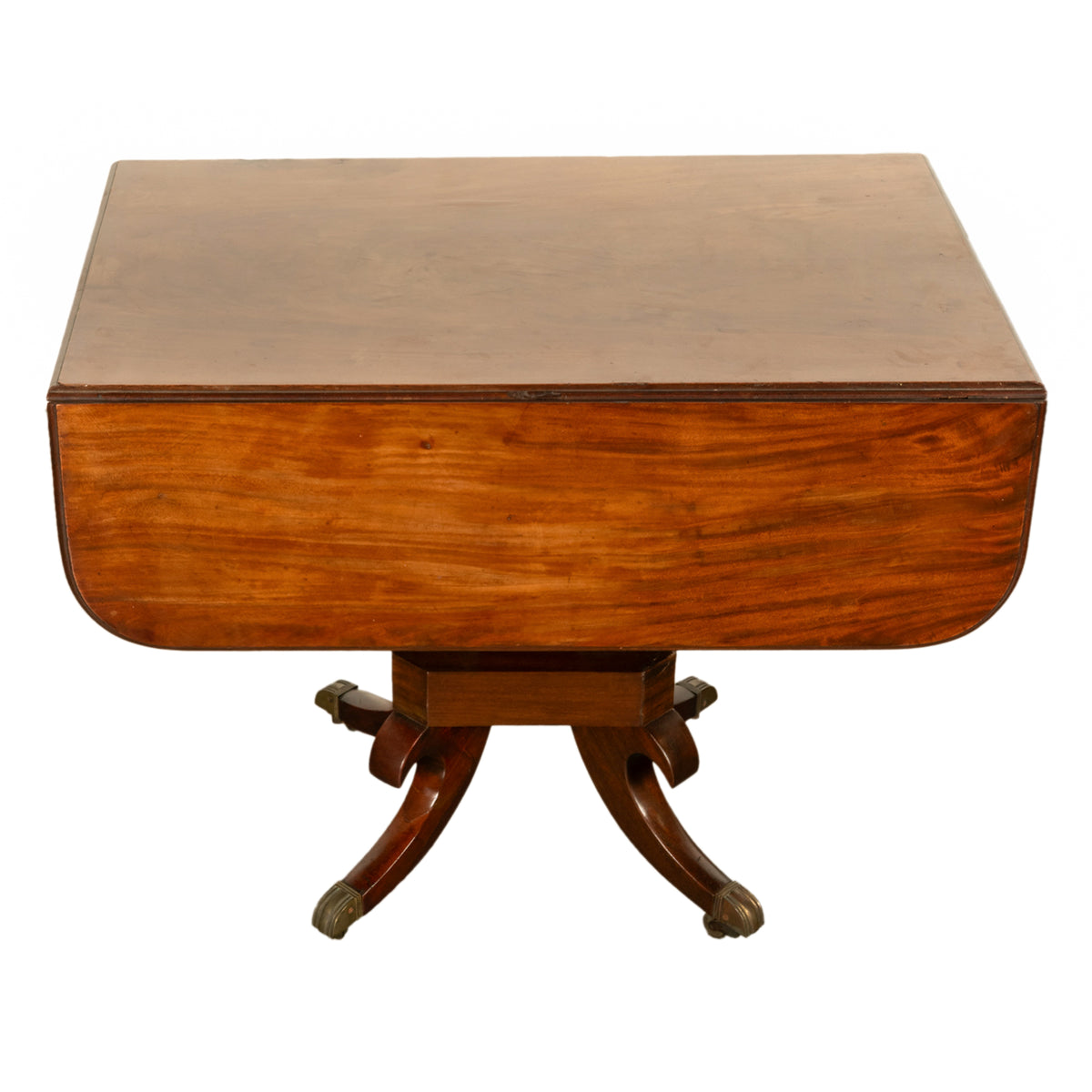 Antique Regency Mahogany Drop Leaf Twin Drawer Pembroke or Library Table 1810