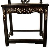 Antique Chinese 19th C Qing Dynasty Inlaid Dreamstone Mother of Pearl Chair 1850
