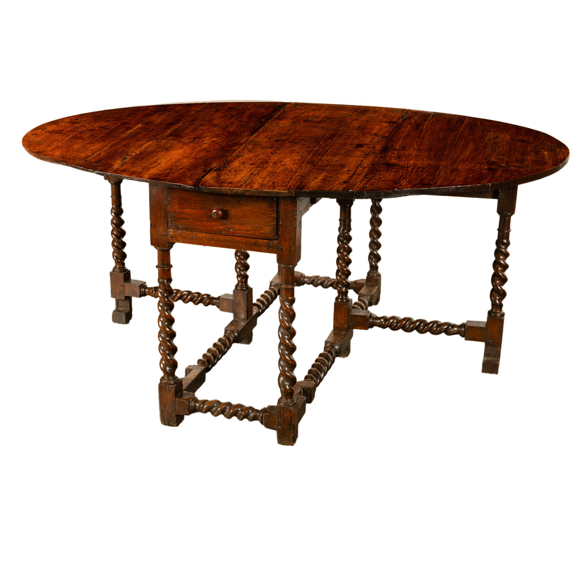 Antique 17th Century William & Mary Oak Barley Twist Gateleg Dining Table 1690