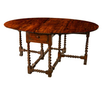 Antique 17th Century William & Mary Oak Barley Twist Gateleg Dining Table 1690