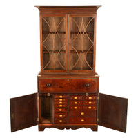 Antique Georgian Mahogany Bookcase Secretary Collectors Doctors Cabinet 1790