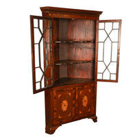 Antique 18th Century Georgian Inlaid Mahogany Freestanding Corner Cabinet 1790