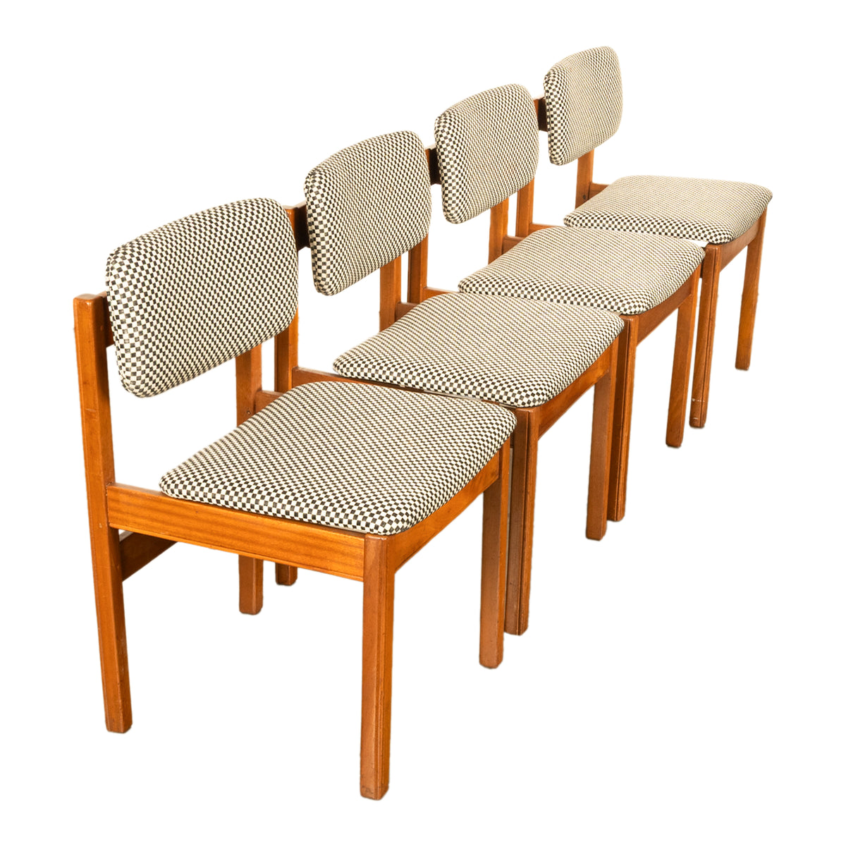 Mid Century Modern Danish Jens Risom Set 4 Teak Dining Chairs 1960 Newly Re-upholstered