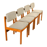 Mid Century Modern Danish Jens Risom Set 4 Teak Dining Chairs 1960 Newly Re-upholstered