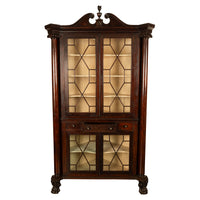 Antique American Mahogany Federal Carved Corner Cabinet East Tennessee 1820