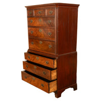 Antique 18th Century Georgian Flame Mahogany Chest on Chest Highboy Dresser 1780