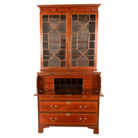 Antique Georgian Inlaid Mahogany Bureau Bookcase Butler's Secretary Desk 1780