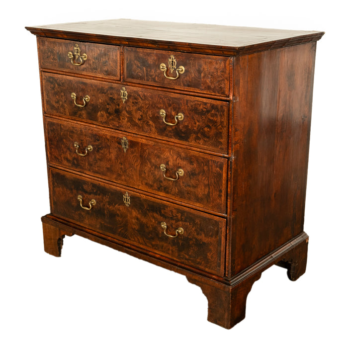 Antique 18th Century English George II Burl Elm Chest of Drawers Dresser 1750