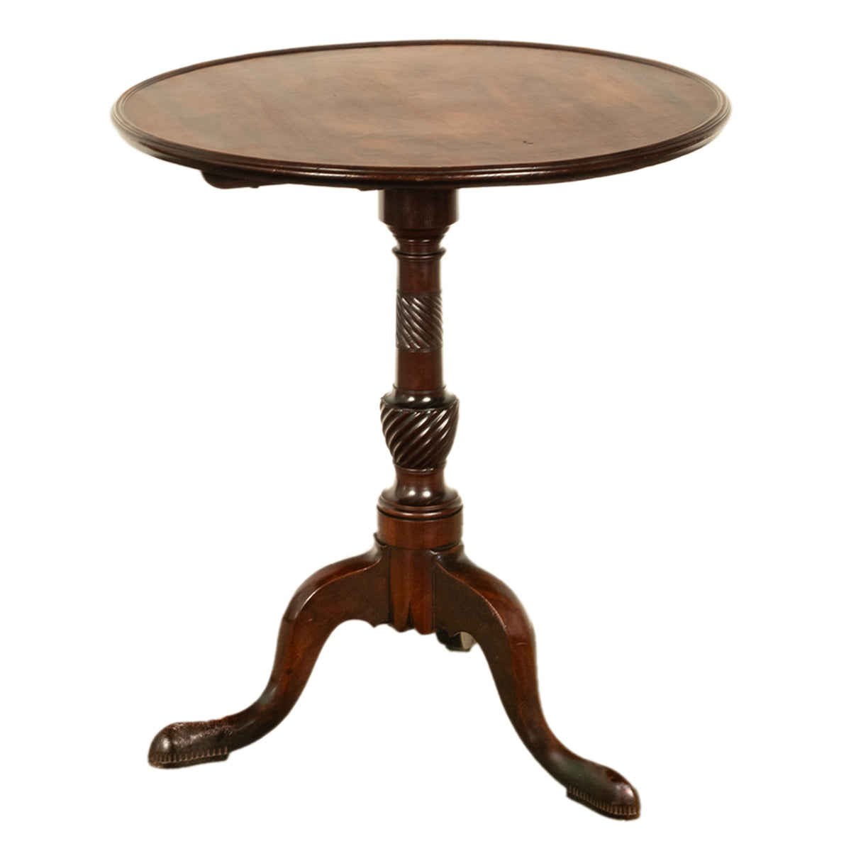 Antique American Carved Chippendale Mahogany Tilt-Top Table Candlestand Philadelphia 1770