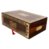 Fine Antique Regency Rosewood Inlaid Brass Campaign Writing Box Desk Slope 1830