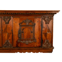 Antique 17th Century German Baroque Inlaid Carved Pine Walnut Wall Cabinet 1680