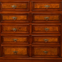 Antique American Burl Walnut Lock Side Eastlake Highboy Chest of Drawers 1870