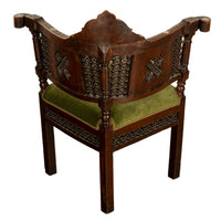 Antique Islamic Moorish Syrian Carved Inlaid Mother of Pearl Corner Chair 1880