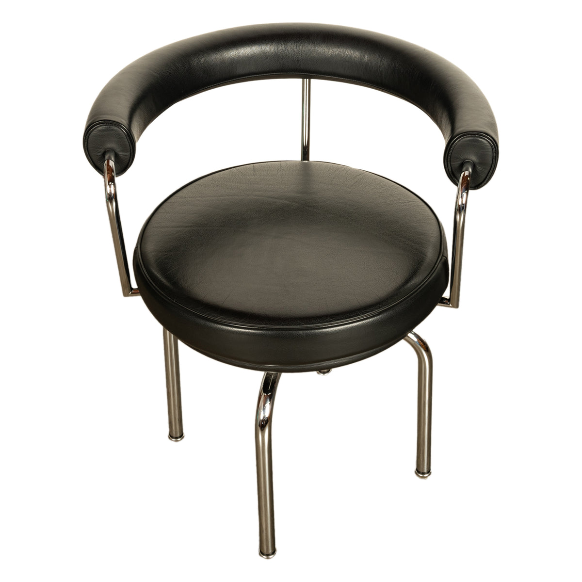 Le Corbusier Charlotte Perriand LC 7 Black Leather Swivel Chair by Cassina 1980s