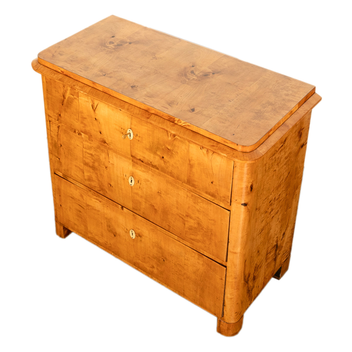 Antique Golden Birch Biedermeier 3 Drawer Commode Chest of Drawers Austrian 1840