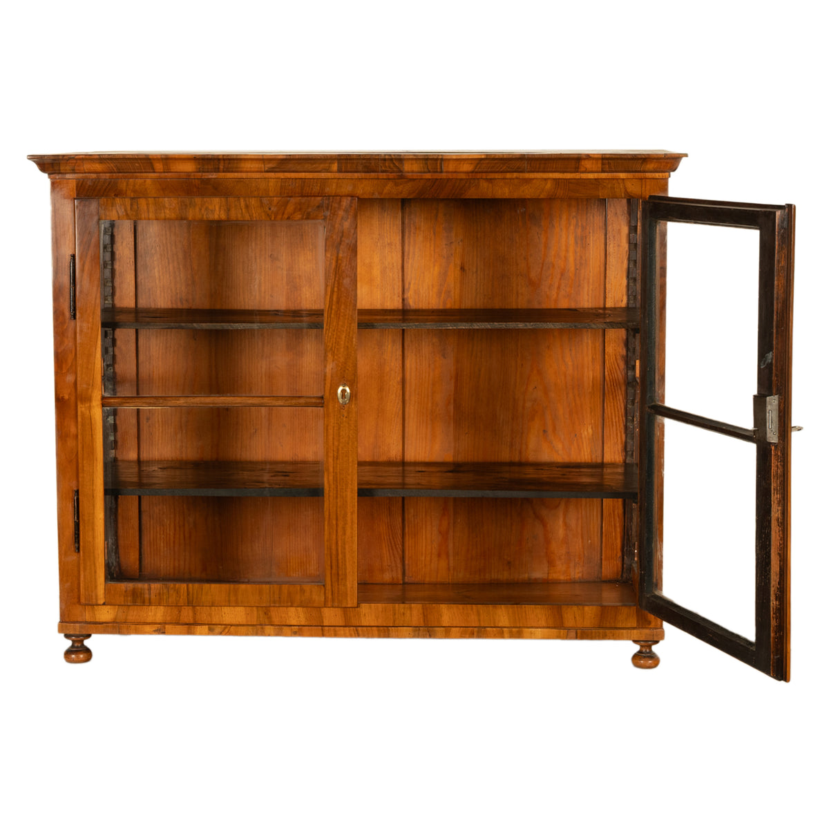 Antique Austrian Biedermeier Walnut Vitrine Table Top Display Collectors Cabinet