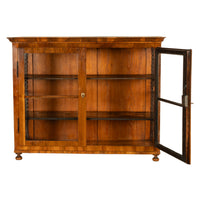 Antique Austrian Biedermeier Walnut Vitrine Table Top Display Collectors Cabinet