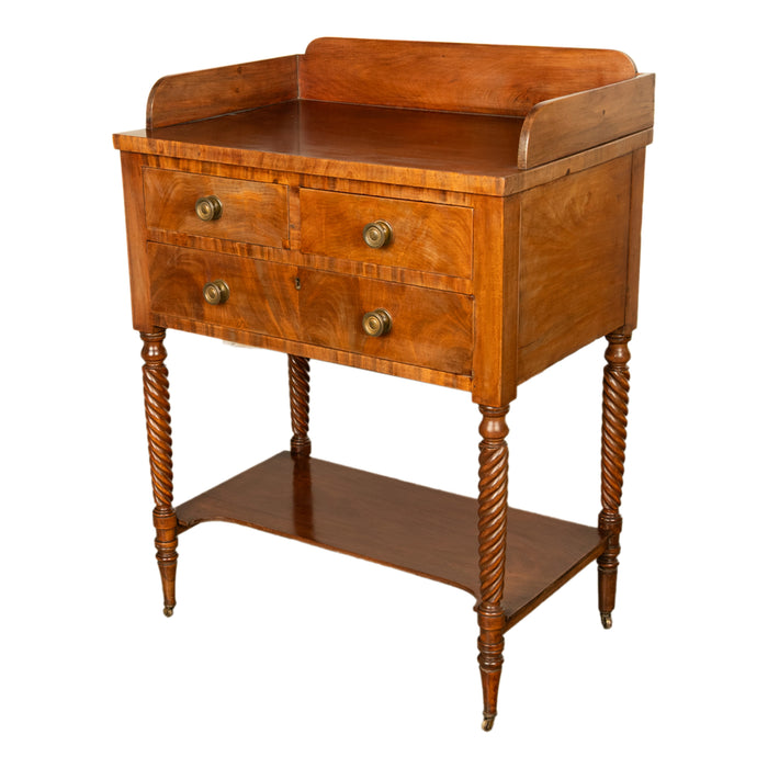 Antique American Federal Mahogany Sheraton 3 Drawer Server Chest New England, Circa 1810