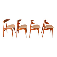 Danish MCM Set of Four Hans J. Wegner CH-33 Teak Chairs Carl Hansen & Søn 1960