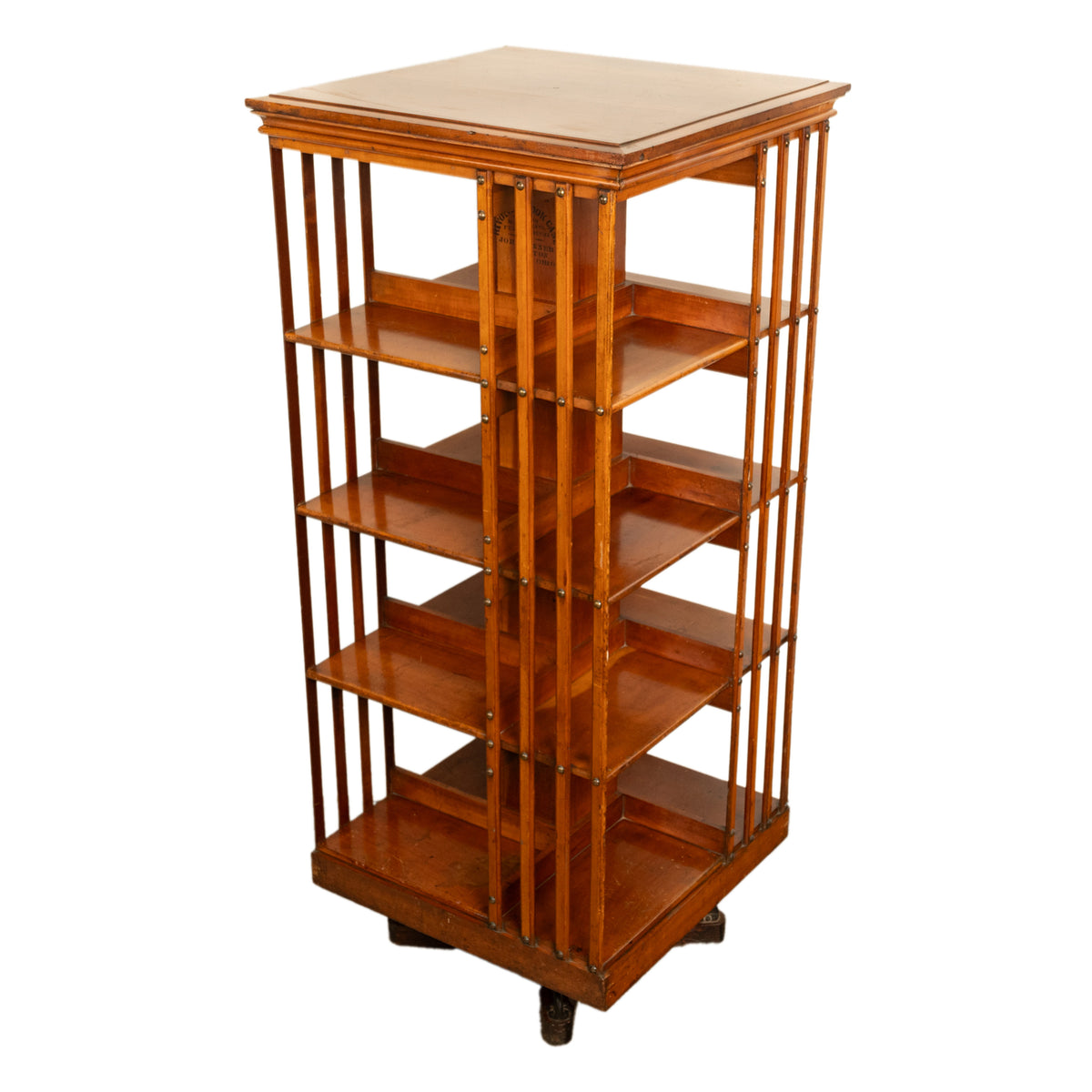 Antique American Walnut John Danner 4 Tier Revolving Bookcase Canton Ohio 1877