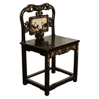 Antique Chinese 19th C Qing Dynasty Inlaid Dreamstone Mother of Pearl Chair 1850