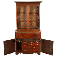 Antique Georgian Mahogany Bookcase Secretary Collectors Doctors Cabinet 1790