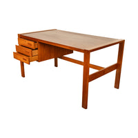 Mid Century Modern Danish Teak Desk Skovby Møbelfabrik 55" Wide Signed 1970