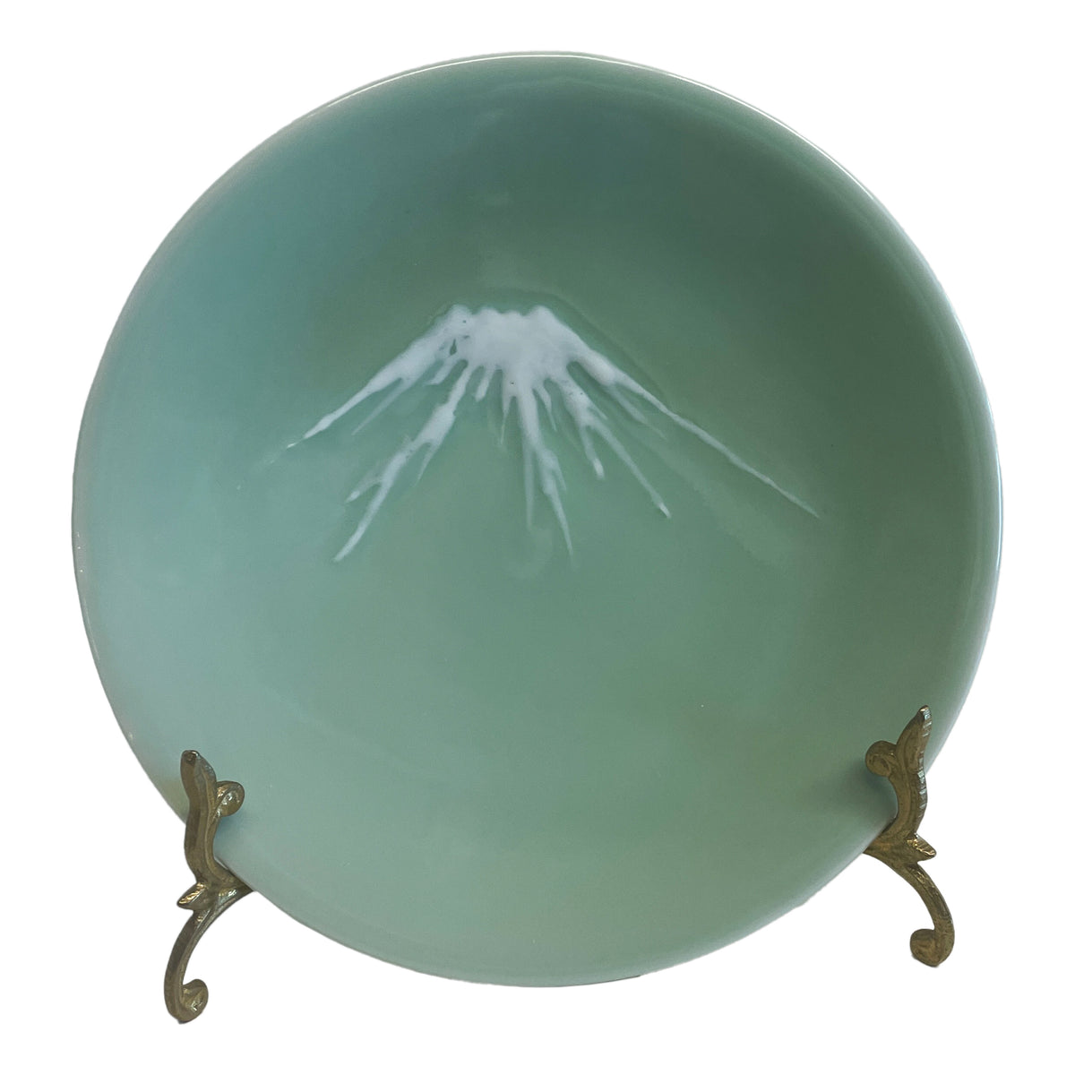 Antique Set of Ten Japanese Nabeshima Mt Fuji Celadon Pottery 8.5" Plates 1900
