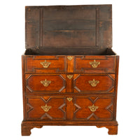Antique 18th Century William & Mary Oak Geometric Mule Chest of Drawers 1700
